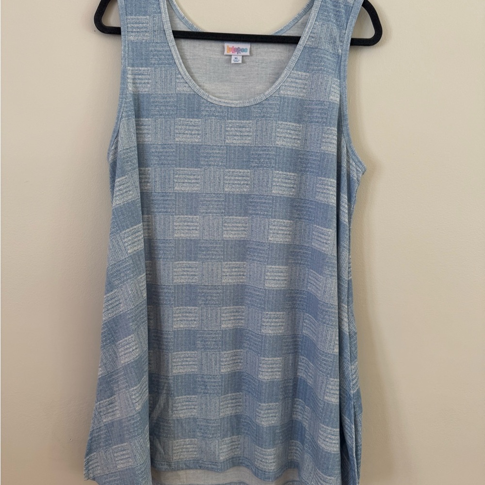 LuLaRoe Blue and White Tank Size XL